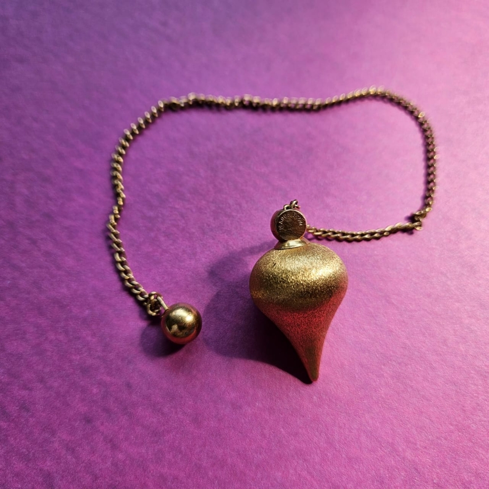 Gold Platet Plaque 15 M Metal Healing Pendulum Drop Cone Spiritual Reiki